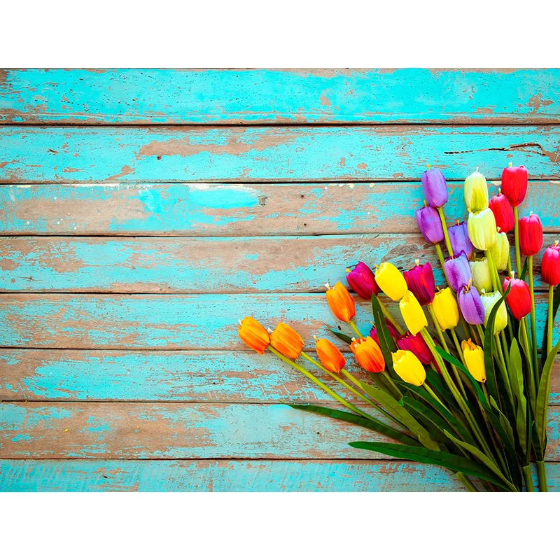 

Vinyl Custom Photography Backdrops Prop Christmas Flower Wooden Planks Theme Photography Background 200901MB-04