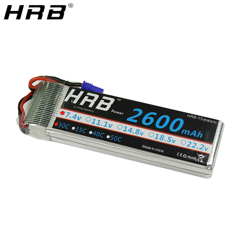 HRB 2S 7 4 V 2600mah Lipo батарея EC2 XT60 Deans EC3 RC части для Hubsan H501S Drone Quadcopter FPV самолет гоночный