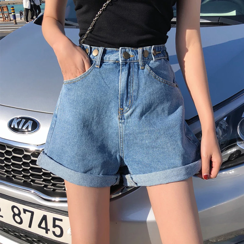 High Waist Shorts Female Summer 2019 New Wide-legged Jeans Shorts Joker Hot Short Han Edition Wind Easing Students Tall Waist