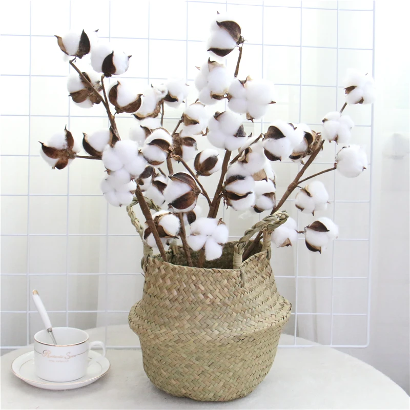 10 головок натурального хлопка ветви Искусственные цветы домашнего декора