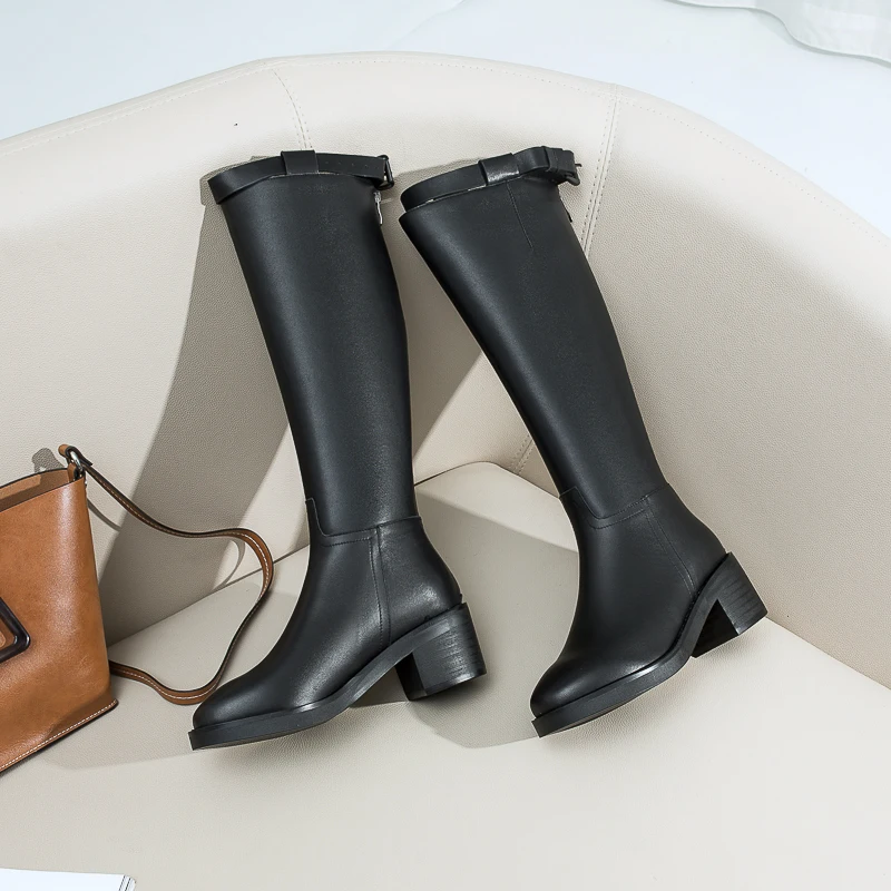 

New Arrival Women Knee High Boots High Heels rouned Toe Party Shoes Woman Ladies Warm Autumn Winter High Boots size 41 42 43