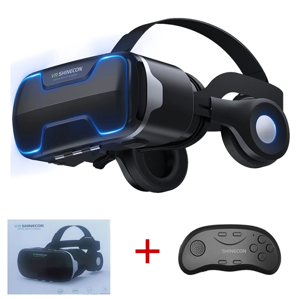 G02ED VR shinecon 8,0 стандартная версия и версия гарнитуры Виртуальная реальность 3D VR очки гарнитура для шлема Опциональный Контроллер - Цвет: VR With Controller D