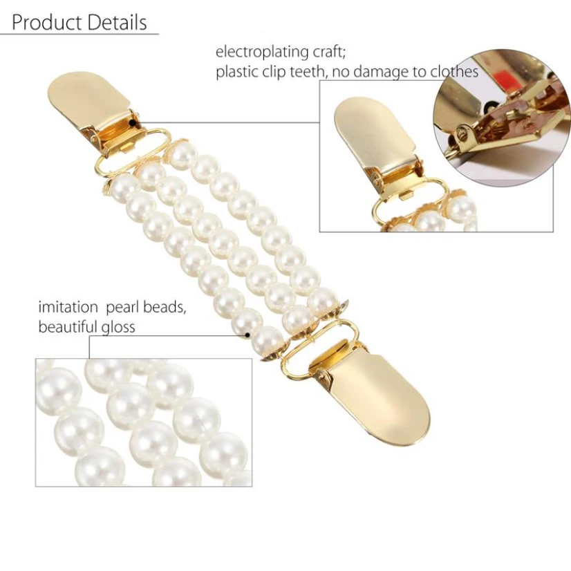 

Imitation Pearl Duckbill Button Acrylic Gold Color Cardigan Clip Tightening Clips Female Brooch Jewelry Luxury Gift For Girls