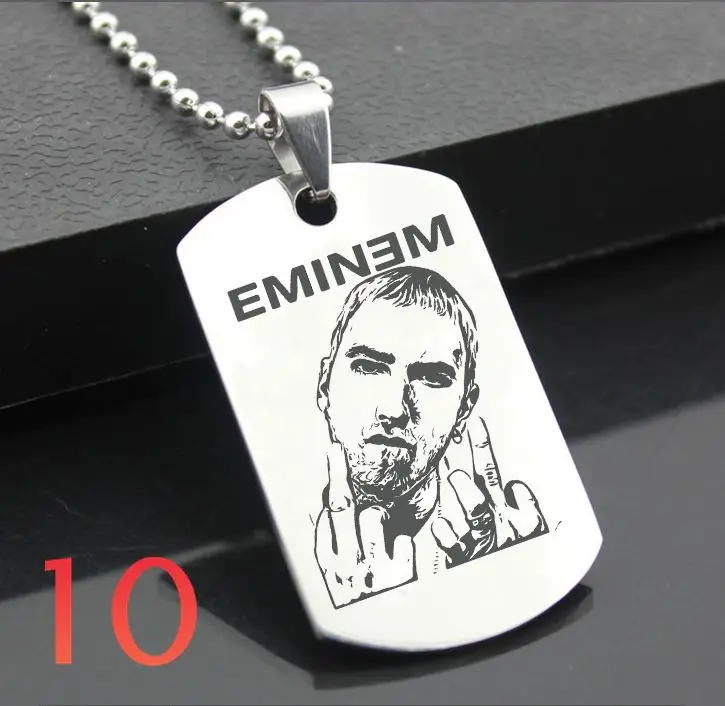 Черный Eminem XH01 классический брелок из нержавеющей стали модные гравировальные бирки стальная подвеска-открытка для ожерелья - Цвет: Черный