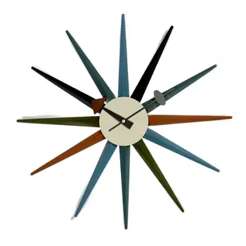 Popular Wall Clock Designer Multi Colour Sunburst Slient Battery Operated Quartz DIA47cm Wall Deor Watch Living Room Horloge