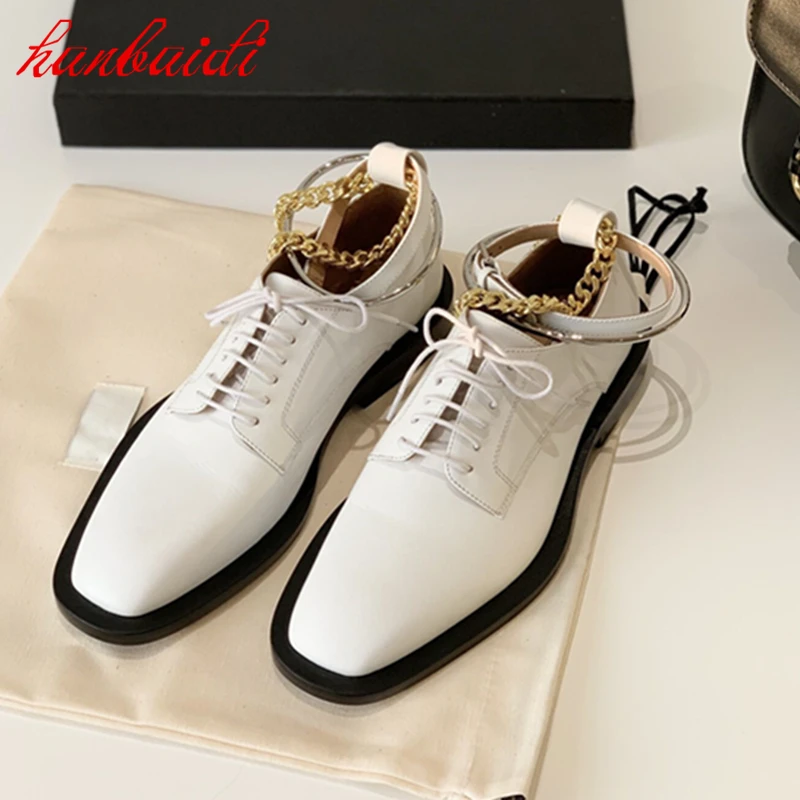 

New Type Of Woman Shose Two Color Splice Lather Shose Rubber Sole Casual Shose Strap Buckle Shose Metal Decoration Single Shose