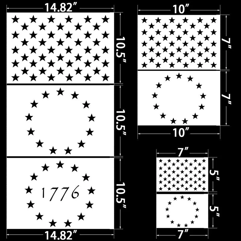 

7Pcs Plastic Stencil Template 3 Sizes American Flag 13/50 Star Stencil Template for DIY Drawing Painting Craft Projects