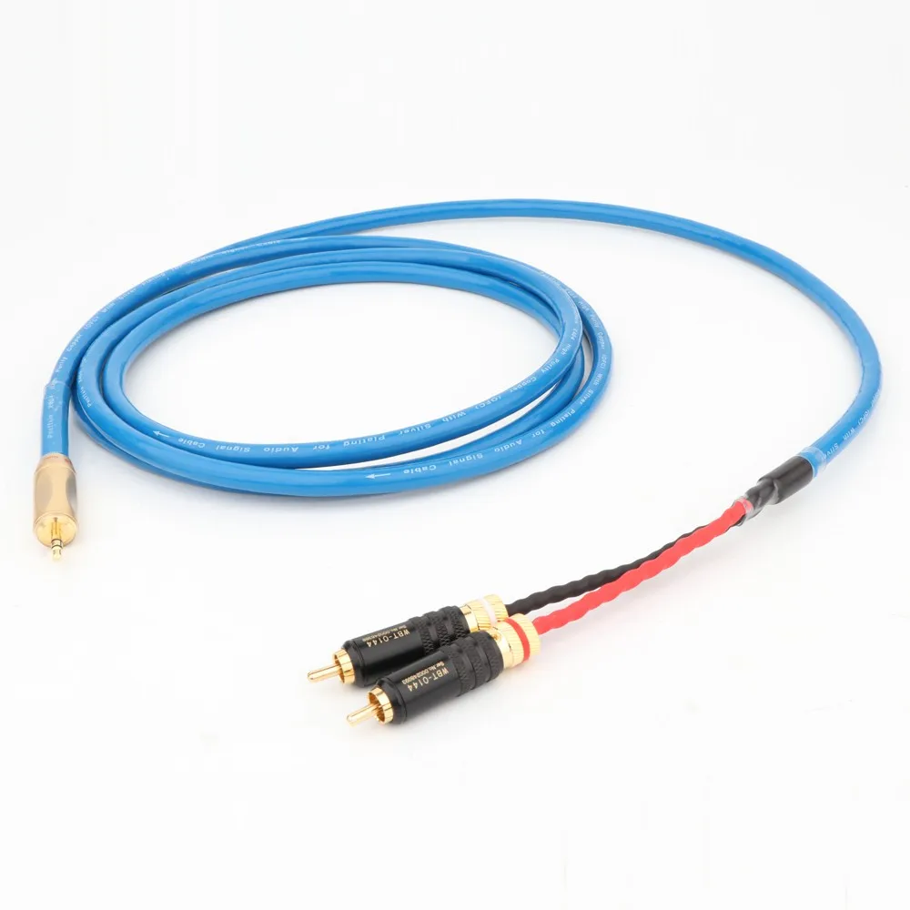 

Preffair Silver Plated Cable 2RCA to 3.5mm Audio Cable HiFi Stereo AUX RCA Jack 3.5 Y Splitter for Amplifiers Audio Home Theater