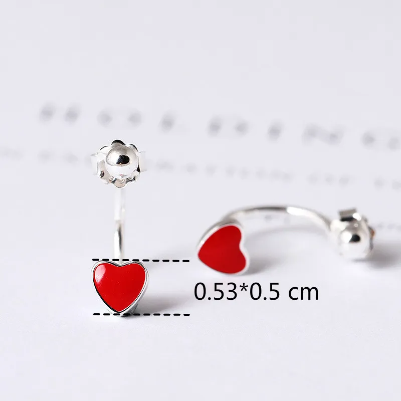 100% 925 пробы серебряные капающие глазури Красная звезда сердце серьги-гвоздики