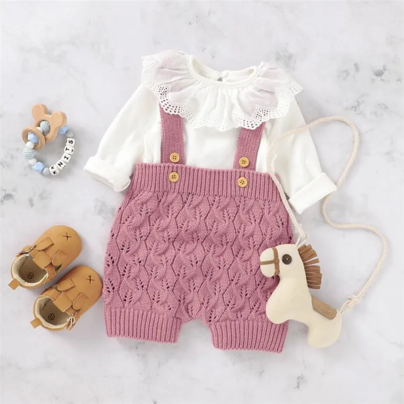 Вязаный детский комбинезон для новорожденных осенний маленьких девочек и