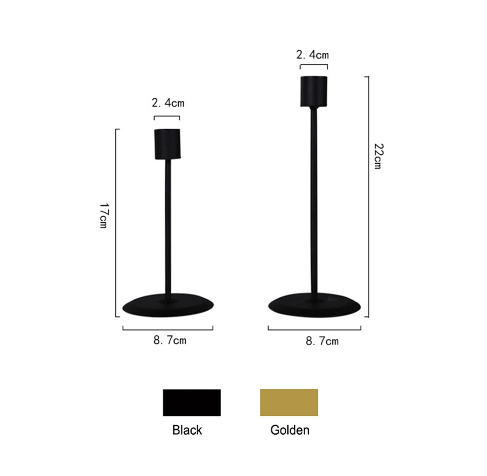 

2Pcs Candle Holder Solid Color Metal Candlestick Desktop Decor for Home Office Candle Holders