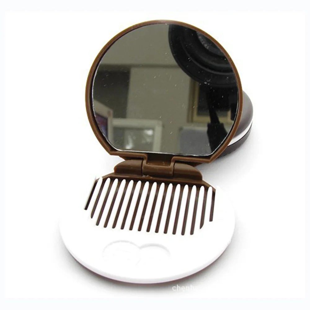 Женский инструмент для макияжа карманное зеркало Мини Темно коричневое милое