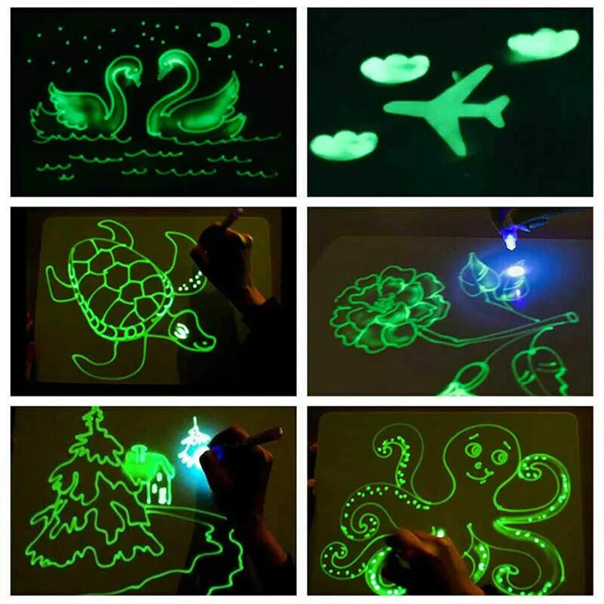 

A3 A4 A5 LED DIY Luminous Drawing Board Graffiti Doodle Drawing Tablet Magic Draw With Light-Fun Fluorescent Pen Educational Toy