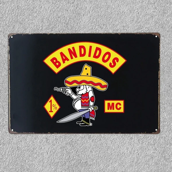 

Bandidos MC Support Worldwide Logo Metal Tin Sign Poster Wall Plaque Decor