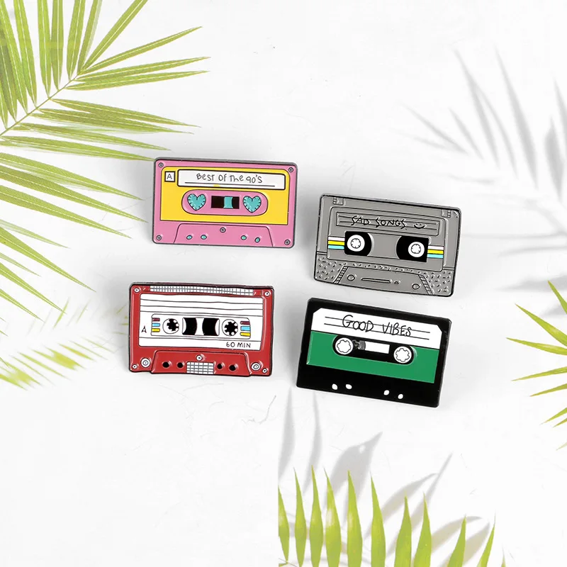 

Punk Music Lovers Enamel Pin Good vibes tape DJ Vinyl Record Player badge brooch Lapel pin Jeans shirt Cool Gothic Jewelry Gift