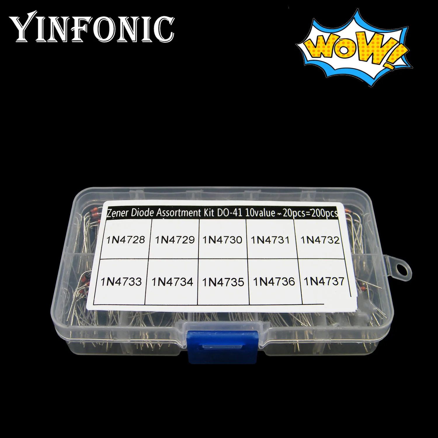 10 values 200pcs 1W Zener diode 1N4728~1N4737 Glass Zener Diode kit Box Set