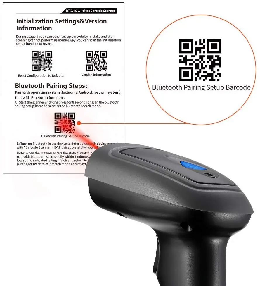 Беспроводной сканер штрих кодов Issyzonepos с Bluetooth 2D QR код ручной экран считыватель