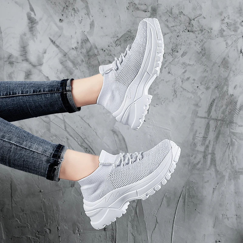 Женские Прогулочные кроссовки на платформе модные повседневные сетчатые