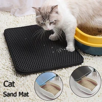 1pc double layer cat litter mat multicolor non slip waterproof washable cat sand mat durable eva material pet pad