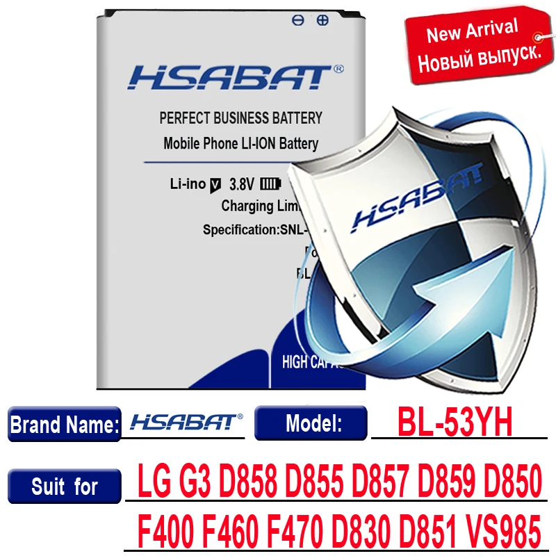 HSABAT 5950 мА/ч, BL-51YF Батарея для LG G4 H810 H815 H81 H818 H819 BL-53YH для LG G3 D858 D855 D857 D859 D850 F400 F460 F470 D830 - Цвет: for LG G3