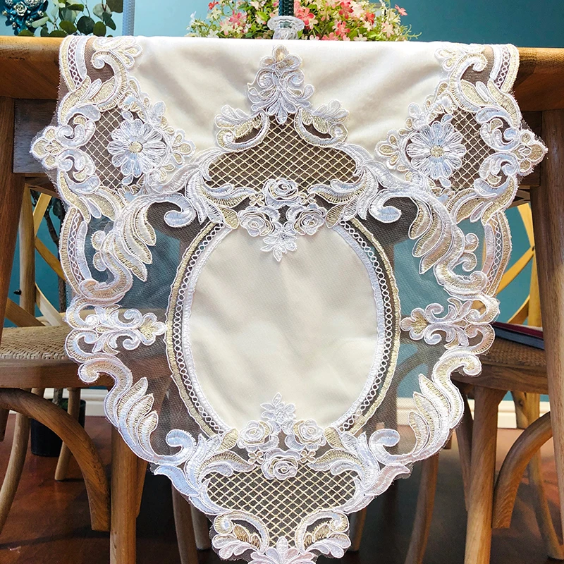 Европа вышитая настольная дорожка крышка стола с флагом кружева элитное