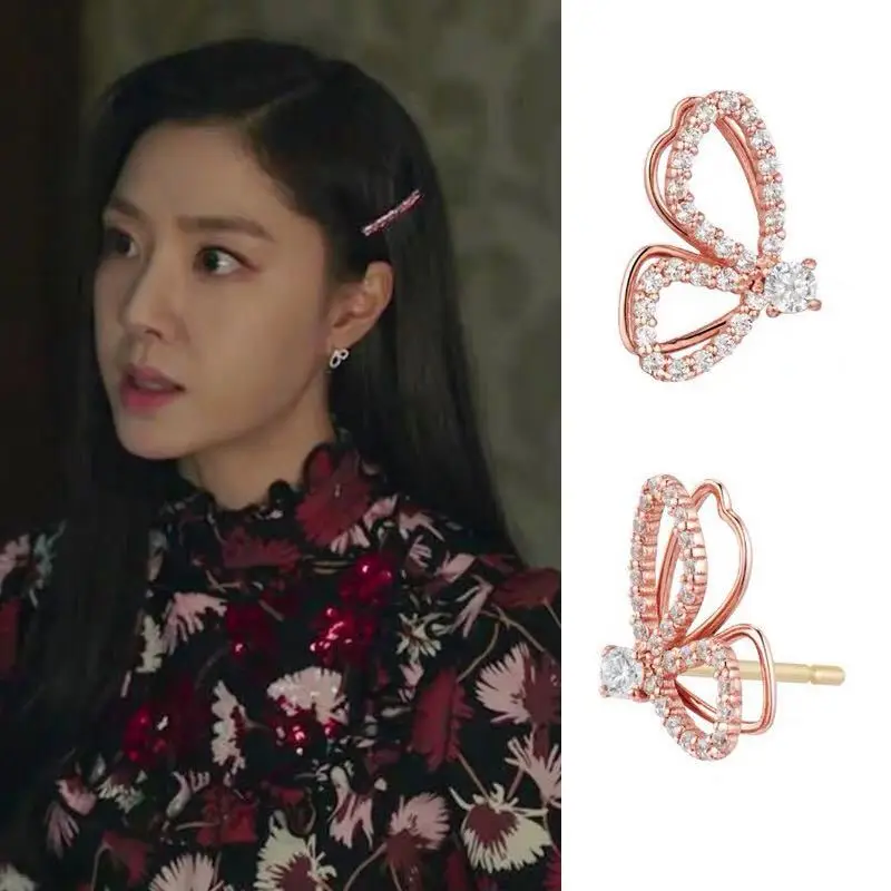 

Butterfly Han So Hee star same Hyun Bin Son Ye Jin Stud ear Korean dramas TV For Women Earrings pendientes brincos ornament