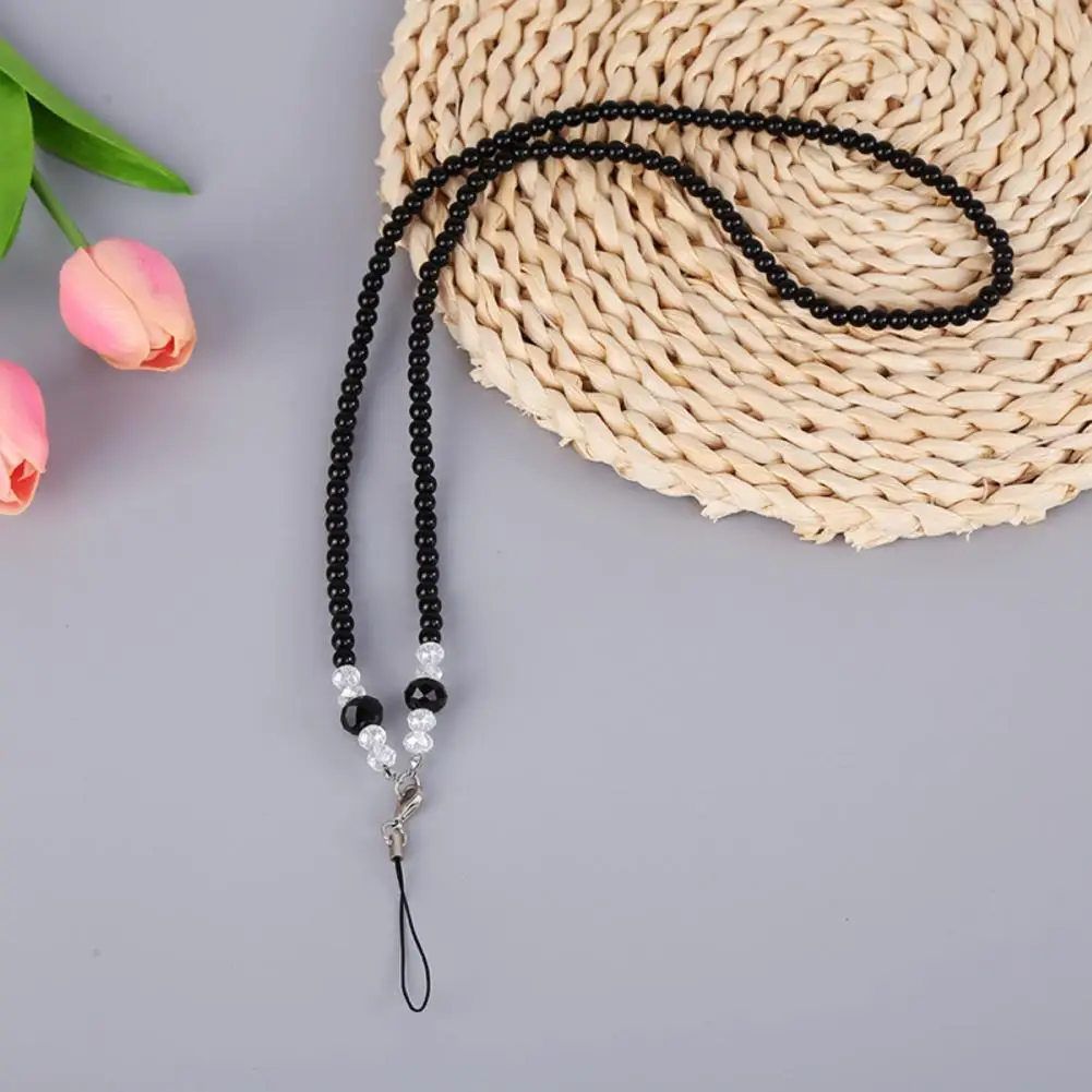 

Phone Hanging Strap Useful Faux Crystal Beads Wide Application for Woman Phone Lanyard Phone Neck Strap