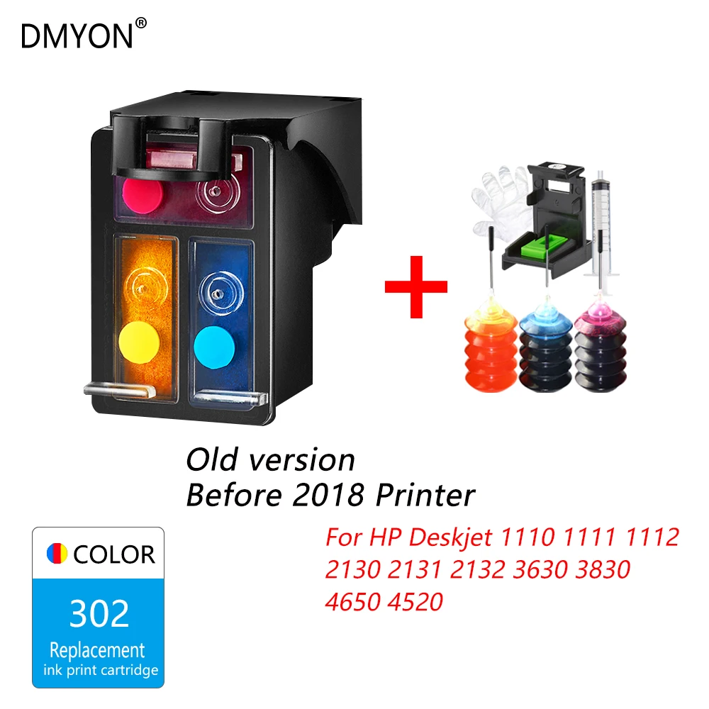 DMYON новая версия принтер 302 перезаправляемый картридж для hp с чернилами hp Deskjet 2130 1112 2131 3630 4650 officejet 5232 5220 5230