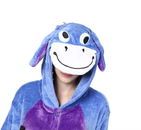 HKSNG Пижама для взрослых животных голубой Ослик кигуруми фланелевые вечерние