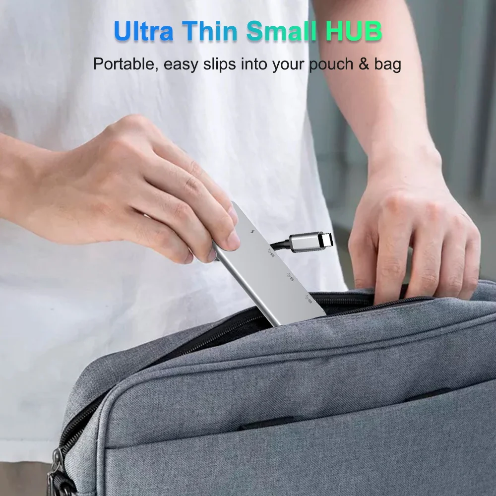 

FSU USB C HUB Thunderbolt 3 Type C to HDMI 4K UHD 87W PD Fast Charging USB 3.0 HIB 1000Mbps Transfer Converter Type C Adapter