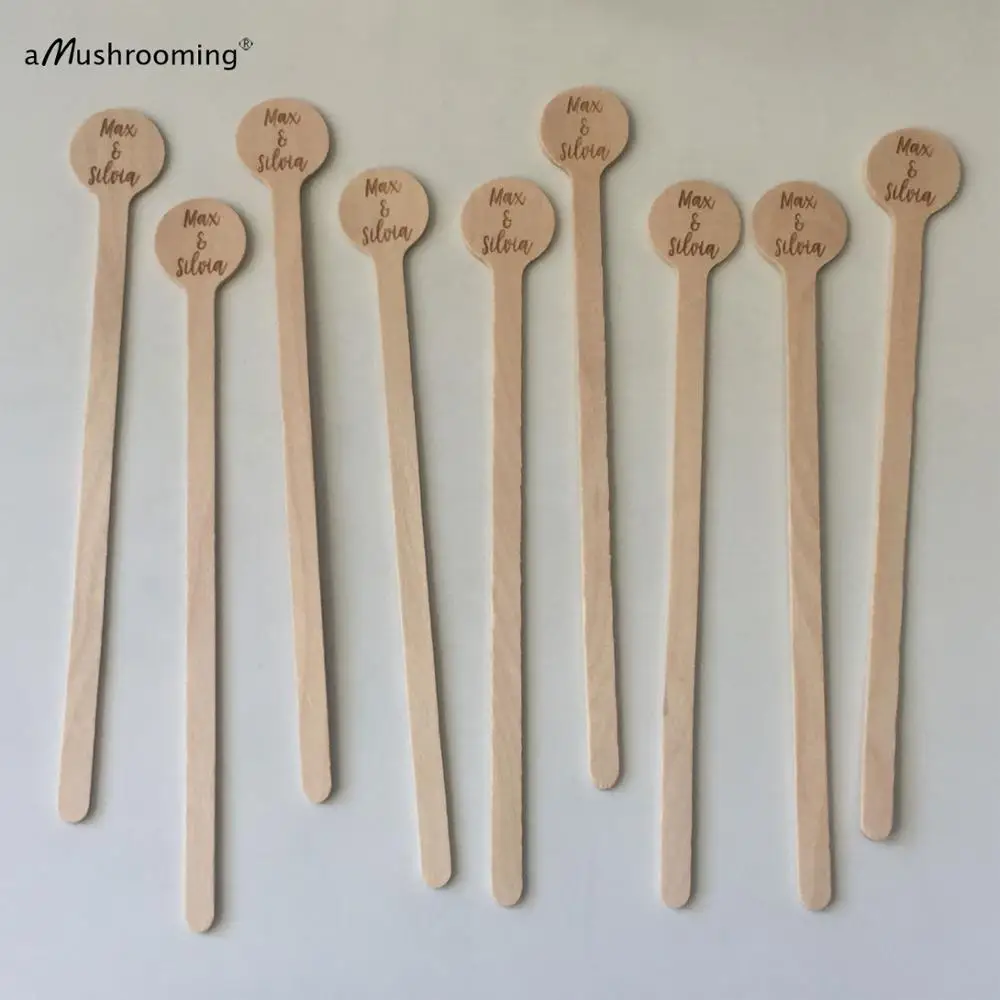 Деревянные перемешиватели для кофе (100) персонализированные туфли-лодочки