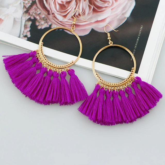 Богемные ручной работы массивные Серьги-кисточки для женщин винтажные круглые