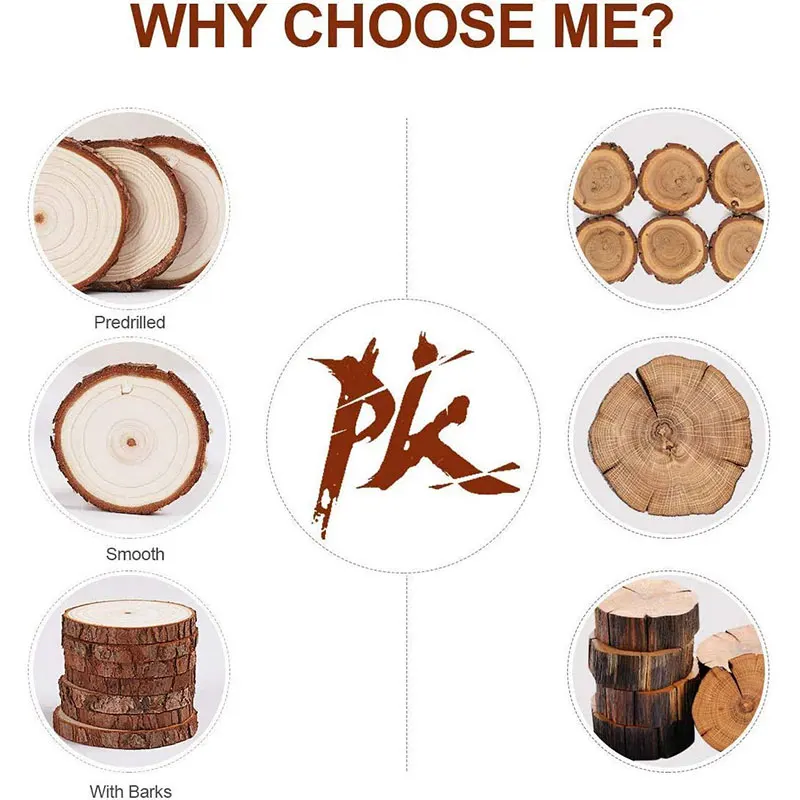 

Ring Wood Chips 4 Pcs 5-6 Inch, Wooden Circles with Bark for DIY Crafts Centerpieces & Paintings