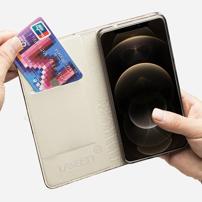 Кожаный флип чехол LANGSIDI для Huawei p30 pro p20 lite p40 plus mate 40 30 20 телефона ручной работы со