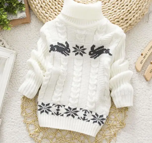 flower white MERI AMMI/Одежда для мальчиков и девочек; зимняя теплая водолазка с длинными рукавами; трикотажные толстовки с рисунком медведя для детей 2-9 лет; J722 - Цвет: flower white