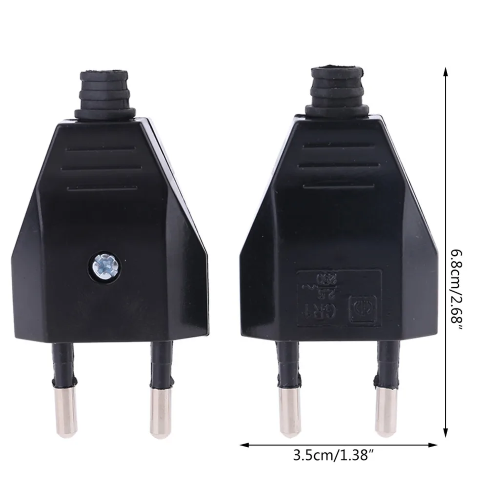 2 шт. немецкий тип Европейский 2-контактный разъем сетевые кабели 2.5A 220V электрический контакт