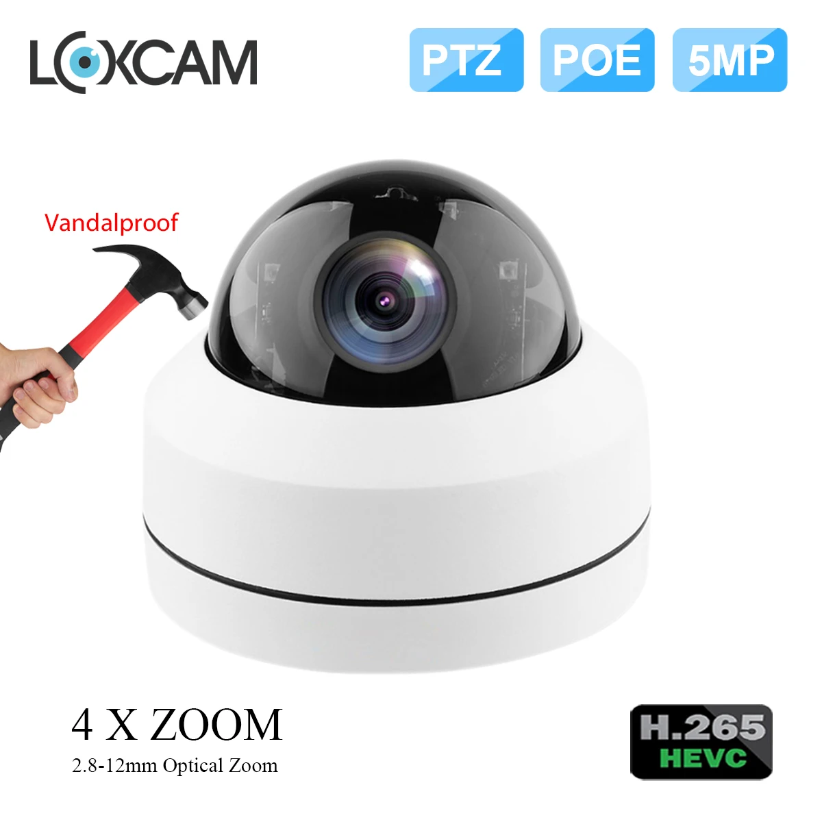 Сетевая IP камера LOXCAM H.265 5 Мп PTZ 48 в POE антивандальная 4 кратная Автоматическая