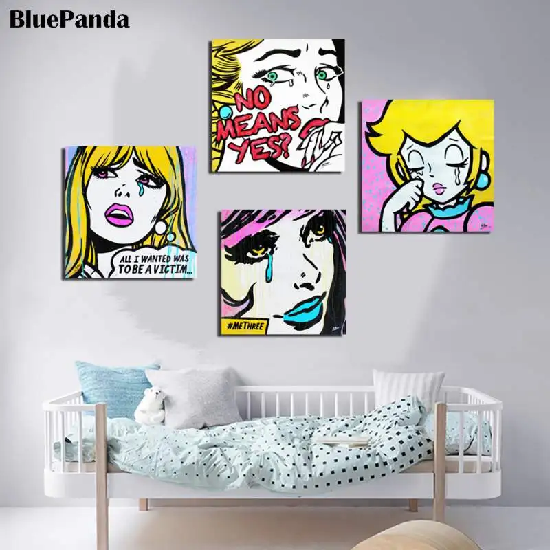 Плачущий фол девушка портрет стены Искусство Холст Живопись Плакат абстрактная