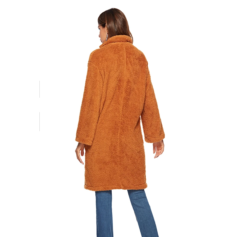 

2020 Thick Winter Women Casual Faux Fur Fleece Jackets Warm Cardigan Coats Plush Overcoat Outerwear Pocket Manteau Femme Hiver