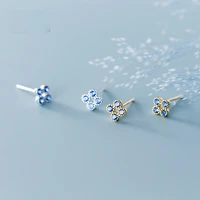 simple cz blue crystal stud earrings fashion women silver color aaa zircon light luxury earring charm women wedding jewelry gift