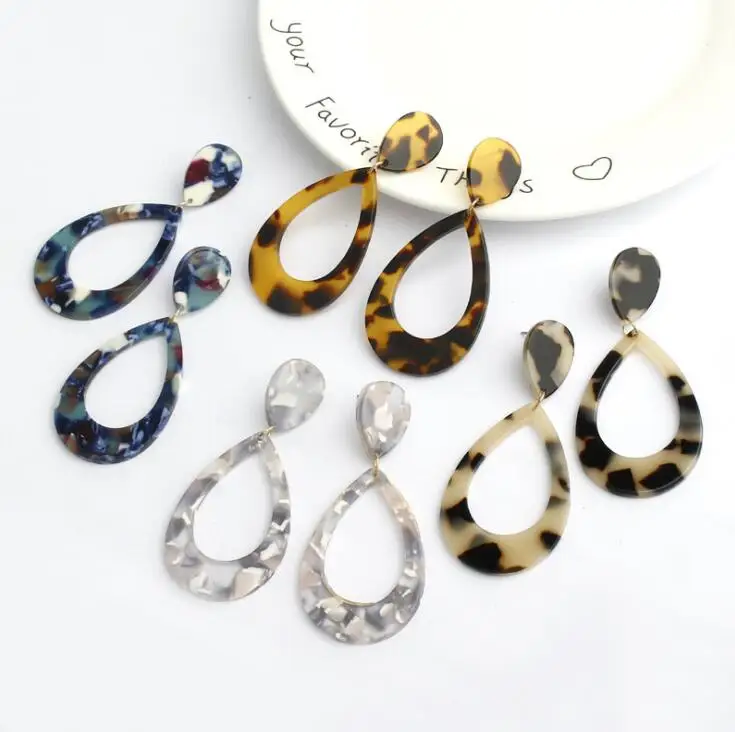 Корейские черные круглые акриловые серьги Леопардовый принт резина для дождя