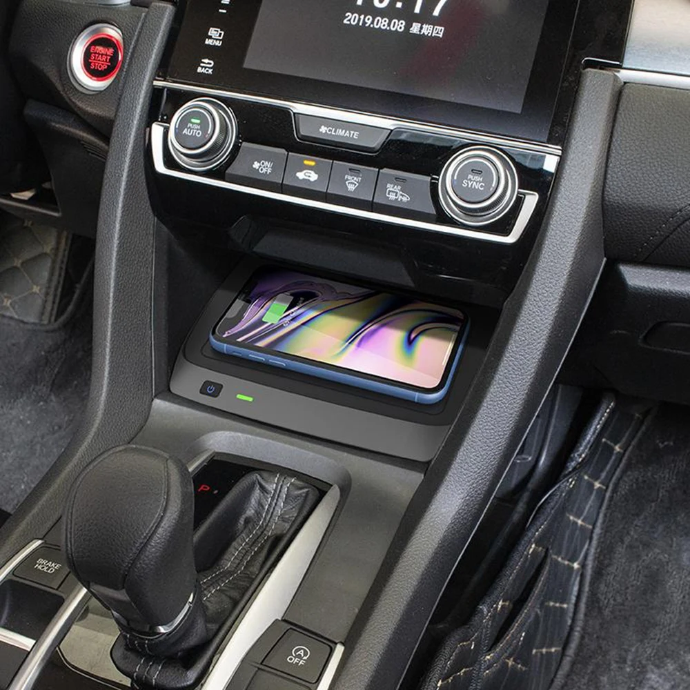 

Car Wireless Mobile Phone Charger Charging Palte Phone Holder Wireless Charging Pad Mat for Honda Civic 2016-2021