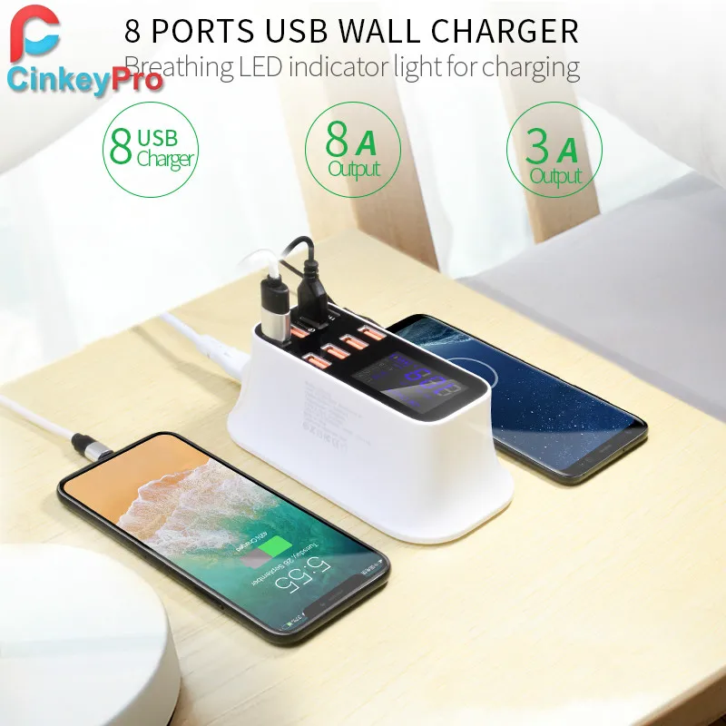 CinkeyPro 7 портов USB зарядное устройство Быстрая зарядка 3 0 светодиодный дисплей с