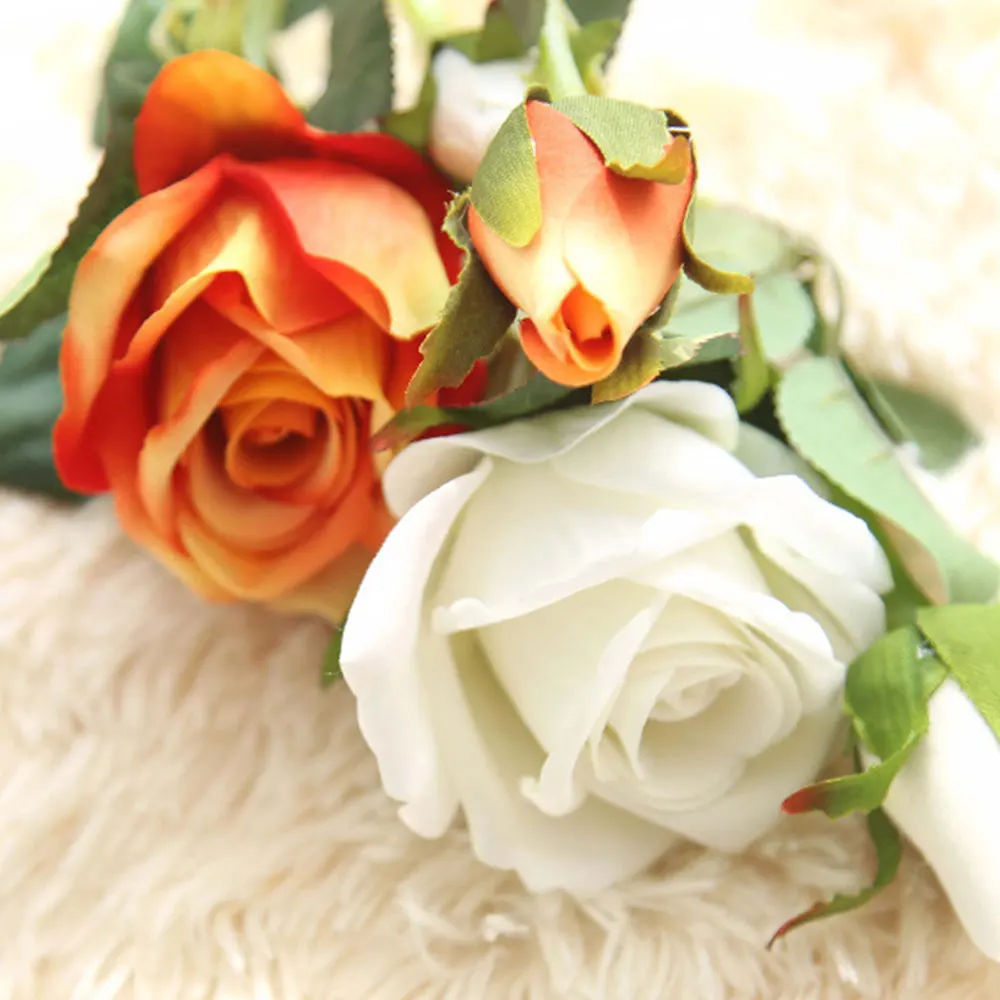 Искусственные цветы розы 3 головки розовые Белые пионы Шелковый цветок букет