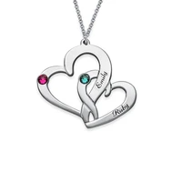 aiyanishi 925 silver personalized heart name necklacecustom engrave birthstones necklace with name charm pendants jewelry gifts