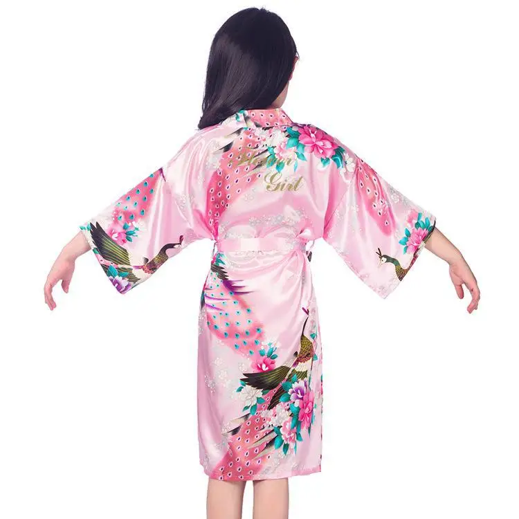 Халат женский из искусственного шелка длиной до колен с цветочным принтом |