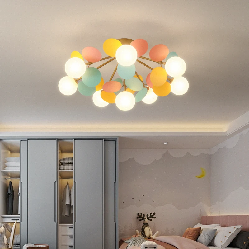 $48.10 Modern Macron Chandeliers Lamps Children Room Living Room Kids Bedroom LED Deco Ceiling Lamp Indoor Colourful Ceiling lighting