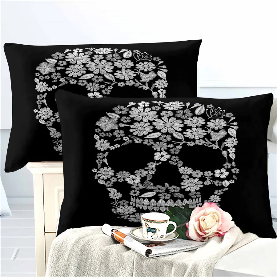 

HELENGILI 3D Bedding Set skull Print Duvet cover set lifelike bedclothes with pillowcase bed set home Textiles #2-20