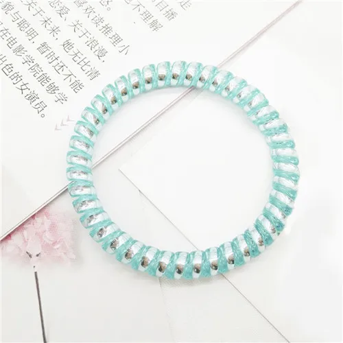 A5 Elastic Clear Telephone Wire Hair Bands Plastic Gum For Hair Ties No Crease Coil Hair Tie Ponytail Hairband Hair Accessories - Цвет: A5