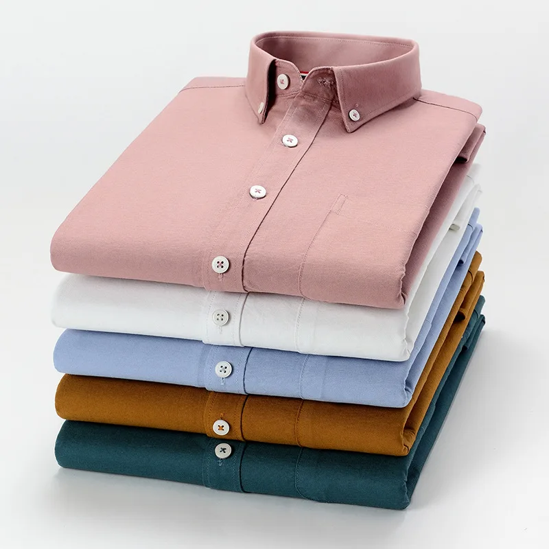 Pure Cotton Oxford Spinning Longsleeve Shirt for Men Slim Fit Shirt Men Plaid Shirt Mens Fashion Trends Leisure Cotton Sanded